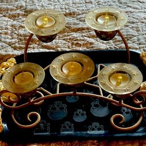 Set of 3 gold Star T light votive set